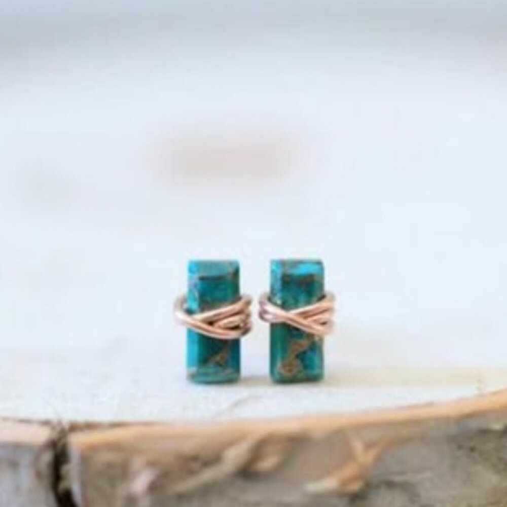 Turquoise wrapped in 14k Gold Fill Earrings